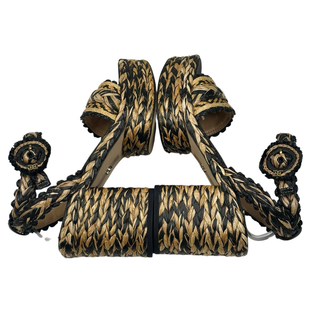 Sam Edelman Iliana Platform Sandal Womens 7.5M Woven Raffia Ankle Strap New $170 - Picture 5 of 10